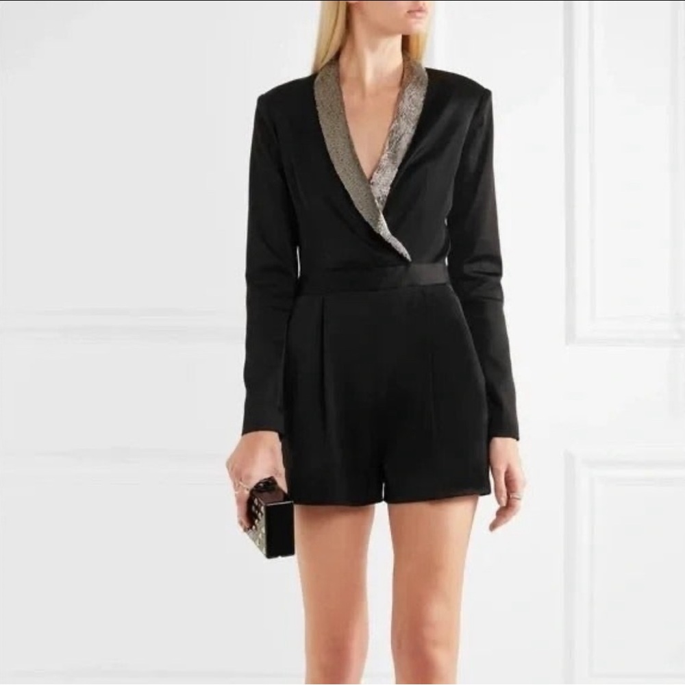 Alice + Olivia Long Sleeve Tuxedo Romper